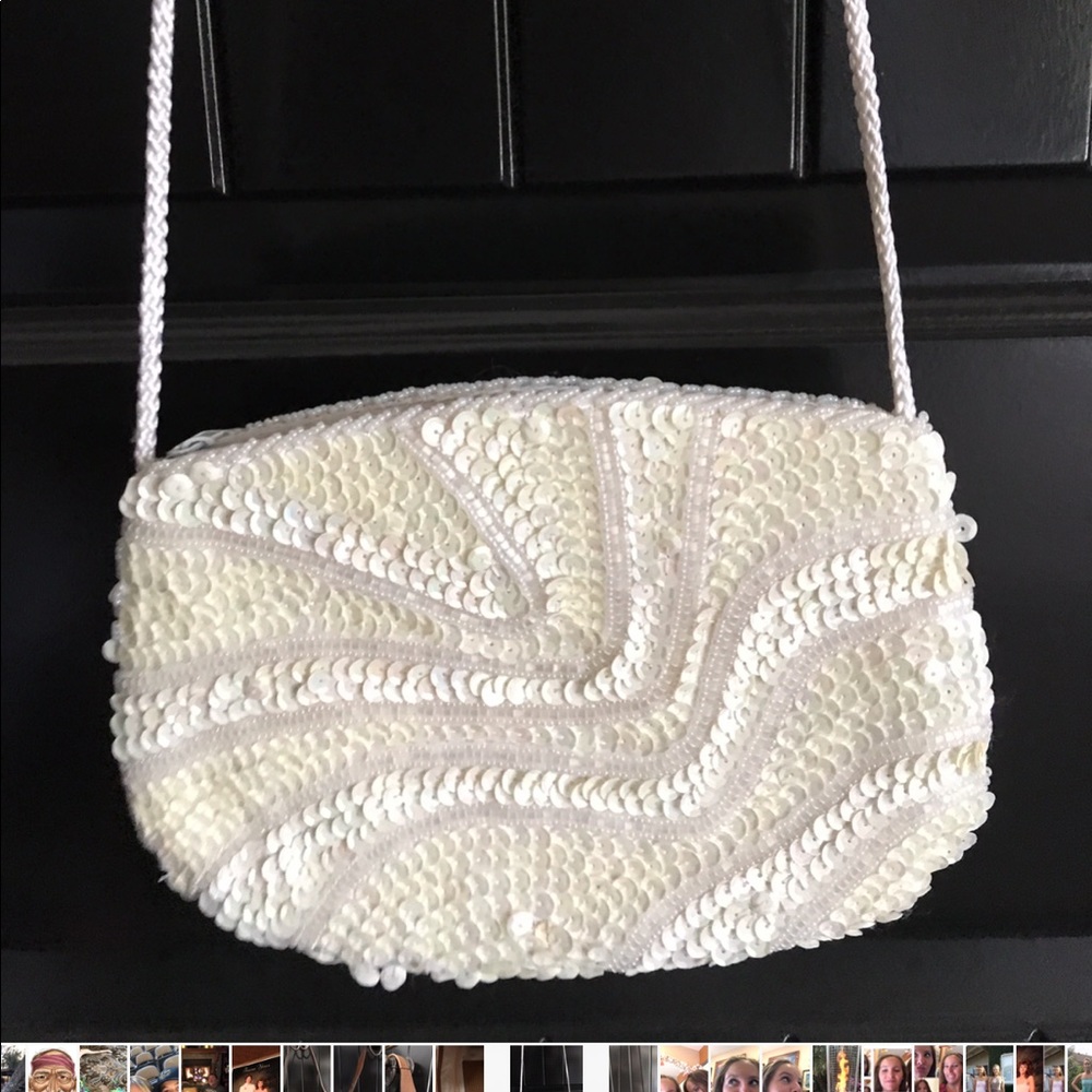 Vintage White sequins bridal purse 👰
